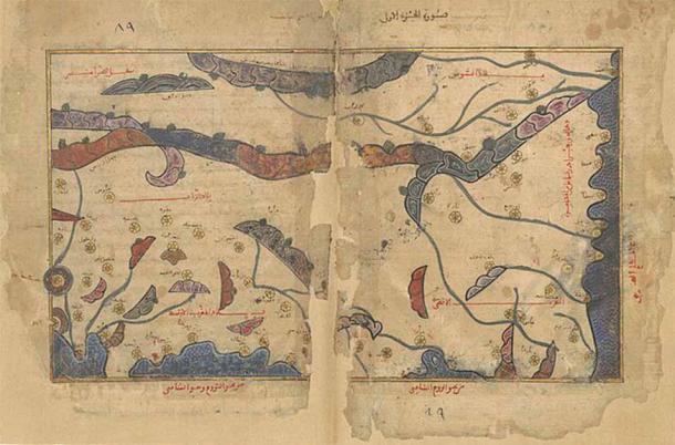 Map of al-Maghrib al-Aqsa and al-Maghrib al-Awsat in the oldest known surviving manuscript copy of Idrisi's Tabula Rogeriana. (Public Domain)