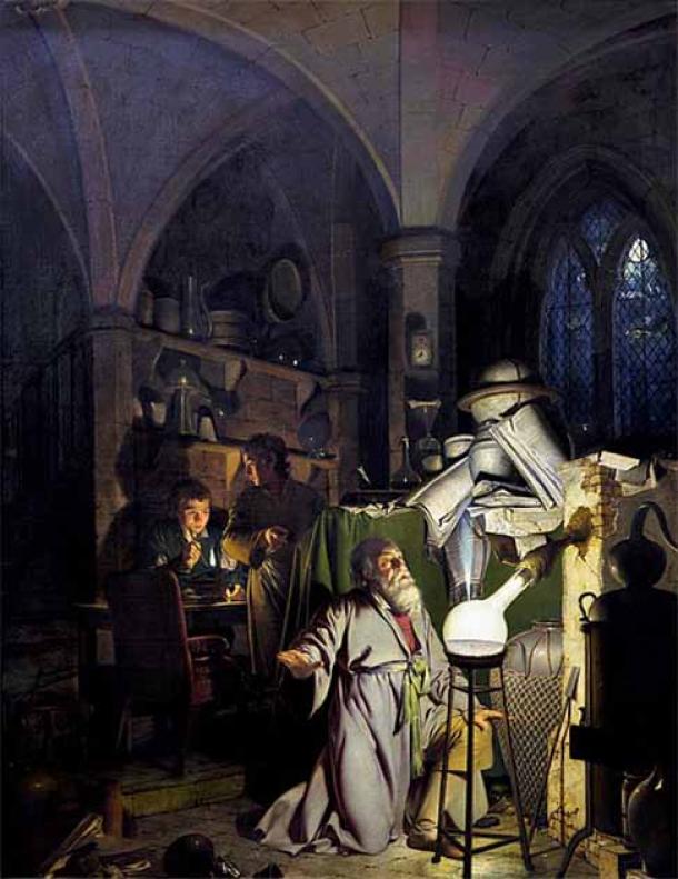 The Alchemist, in Search of the Philosopher's Stone by Joseph Wright of Derby, 1771. (Public Domain)