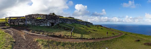 The ceremonial Orongo Village on Easter Island where the Birdman cult competition took place. (lblinova / Adobe stock)