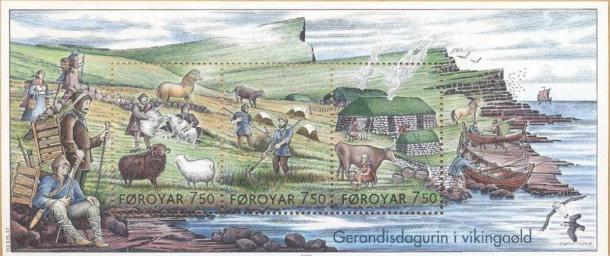 Stamps showing ‘Everyday Life in the Viking Age.’ (Public Domain)