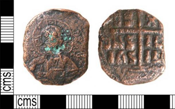 A copper alloy Byzantine coin, attributed to Romanus III (1028-1034 AD) or Michael IV (1034-1041 AD), possibly dating to c. 1030-1042 AD. This coin was discovered in Ormesby, England. (Portable Antiquities Scheme /CC BY 2.0)