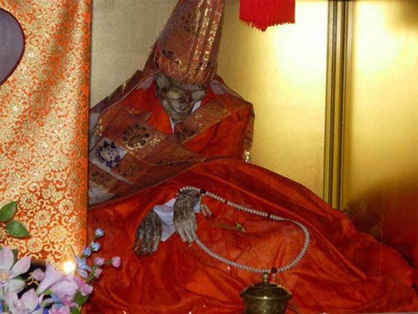 The body of Shinnyokai Shonin, found in Oaminaka, Japan. He had practiced self-mummification. (Credit: Ken Jeremiah)