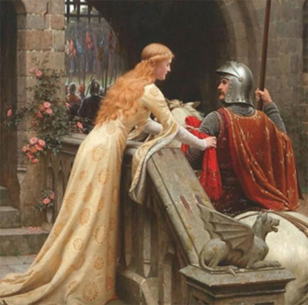 Knights of Gawain's time were tested in their ability to balance the male-oriented chivalric code with the female-oriented rules of courtly love. (Edmund Leighton / Public domain)