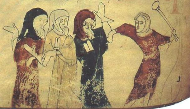 Miniature showing the expulsion of Jews following the Edict of Expulsion by Edward I of England (18 July 1290). (Public Domain)