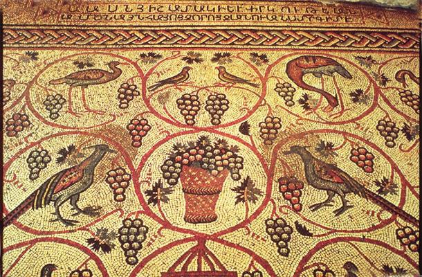 Works like the Armenian Bird Mosaic were created after the development of the Armenian alphabet. (Vissarion / Public Domain)