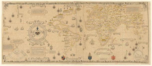 Facsimile of Diogo Ribeiro's 1529 Carta Universal. (Public Domain)