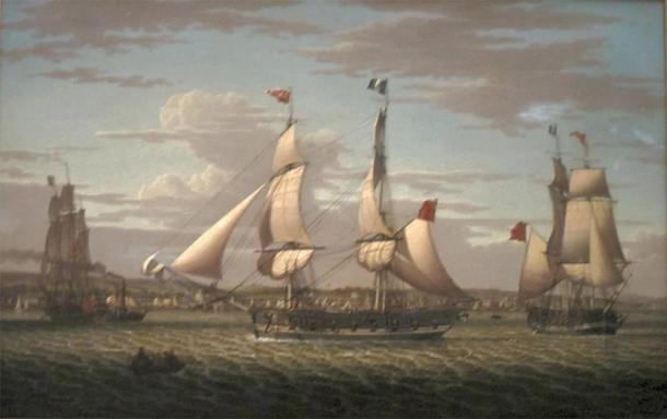 ‘Ships off Greenock, Scotland’ (1813) by Robert Salmon. (Public Domain)