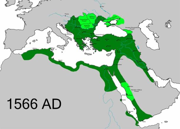 The Ottoman Empire at the time of the death of Suleiman the Magnificent. (Renato de carvalho Ferreira / CC BY-SA 4.0)