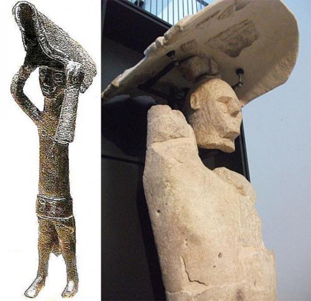 Left: Nuragic bronze boxer warrior. (Shardan/CC BY SA 3.0) Right: Giant of Mont’e Prama boxer warrior. (DedaloNur/CC BY SA 3.0)