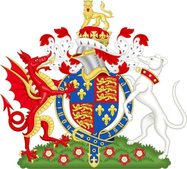 Henry VII’s  coat of arms displaying the red dragon (CC BY 2.0)