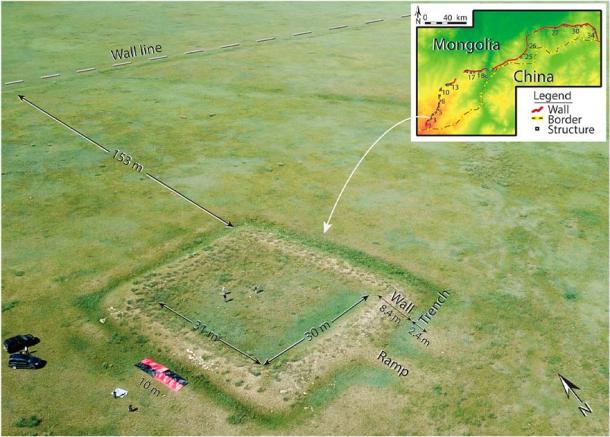 Drone image of one of the wall structures. (Tung Fung, Y., Gantumur, A. et al. 2023/Journal of Field Archaeology)