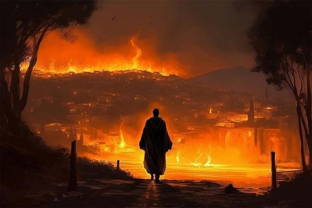 Representational image of Emperor Nero and the burning city of Rome. (Alexander / Adobe Stock)