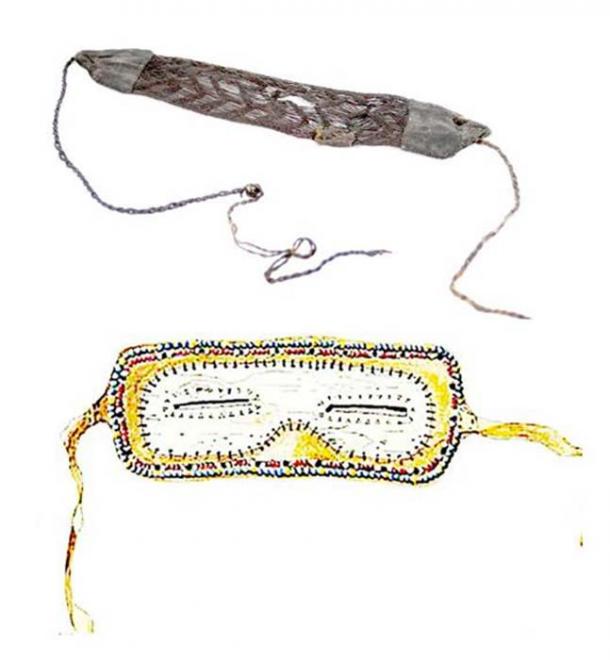 Snow goggles found in burials around Siberia; some of them were made of horse hair, the others of birch bark. Pictures: YakutCostume, The Siberian Times
