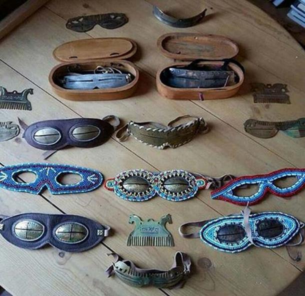 Siberian snow goggles of all shapes, materials, and colors. Images: YakutCostume, The Siberian Times