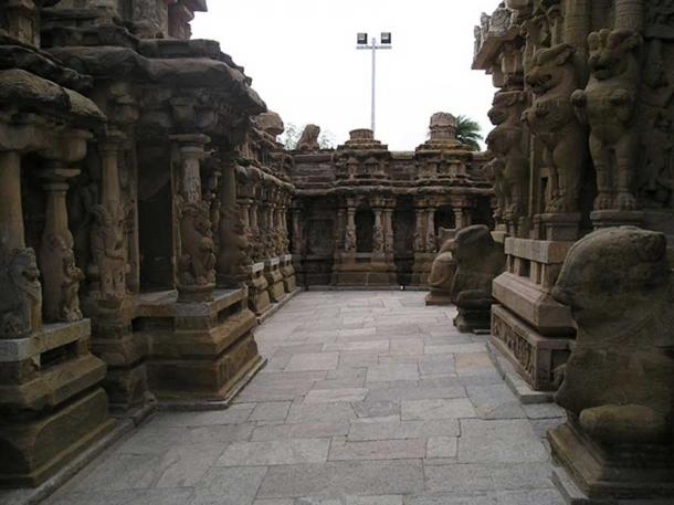 View inside Kanchi Kailasanathar Temple. 