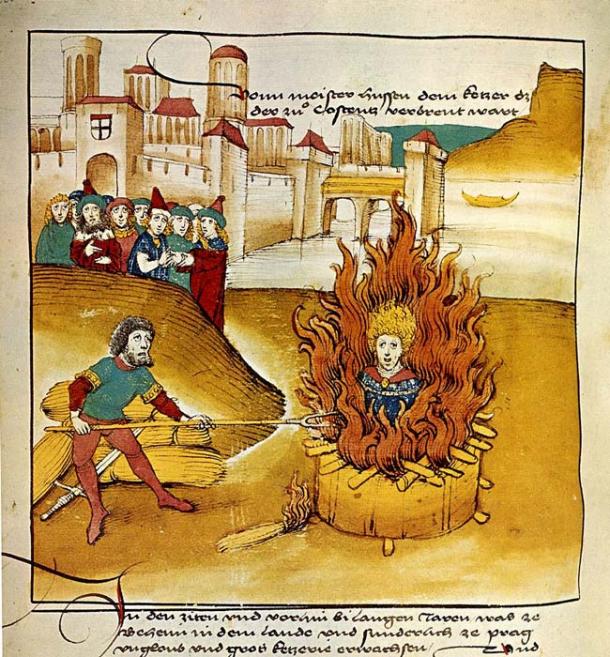 The inspiration for the Hussite movement, Jan Hus, was burnt at the stake in 1415. (Public domain)