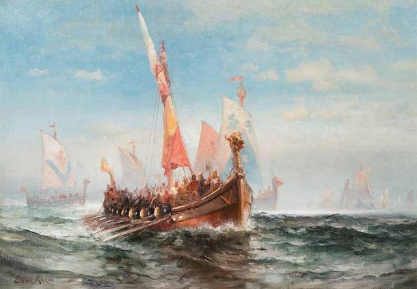 A Viking invasion as depicted in the painting “Viking Armada” by Edward Moran. (Public domain)