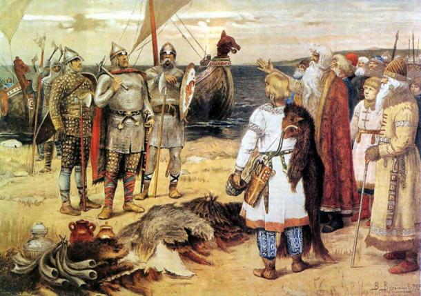 The invitation of the Varangians, Rurik and his brothers arrive in Staraya Ladoga. (Butko / Public Domain)
