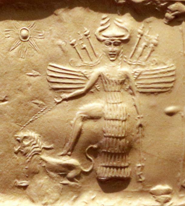 Ishtar on an Akkadian cylinder seal impression.
