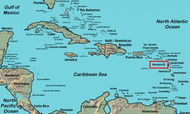 The island of Montserrat in the Lesser Antilles islands