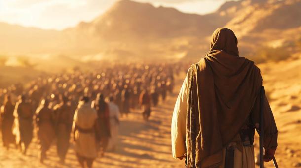 A group of israelites escape from the desert.