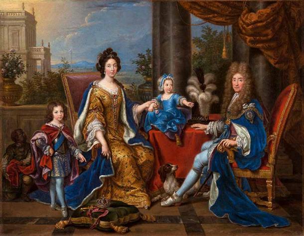 Jaime II y María de Módena, con sus hijos, representados por Pierre Mignard I. (Dominio público)