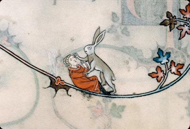 Un conejo asesino en el manuscrito medieval Breviario de Renaud de Bar (1302-1304). Sra. 107, fol.-89r-89r. Fuente: Biblioteca Verdun/CC BY-NC 3.0