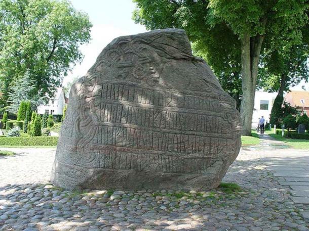 The larger Jelling stone, showing the inscription concerning Harald.