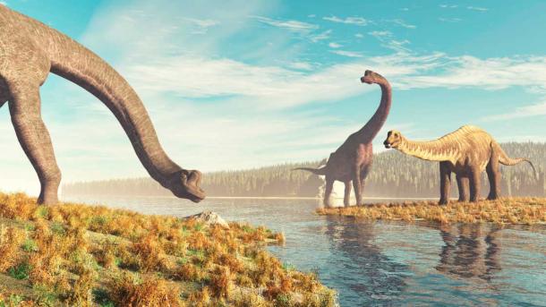 The largest ever dinosaur fossil in Europe, from the Late Jurassic period, is attracting a lot of attention. The huge beast looked like these sauropods. (allvision / Adobe Stock)