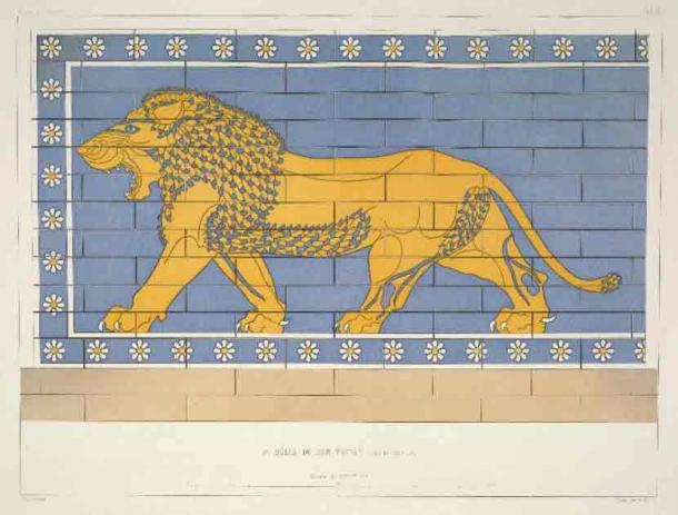 Late 19th century drawings of the lion symbol published by French excavator Victor Place. (New York Public Library)