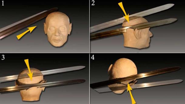 The latest study found the murder victim was probably killed by four sword blows to the head; the first caused a slight wound, but the others seem to have killed him as he was trying to escape the attack. (Stefano Ricci/University of Siena)