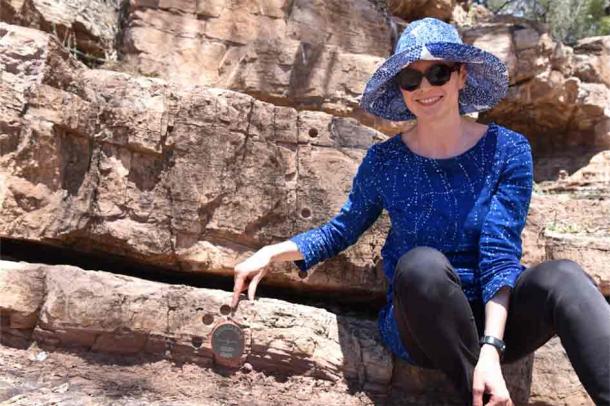 Lead author Dr Adriana Dutkiewicz in the field. (University of Sydney)