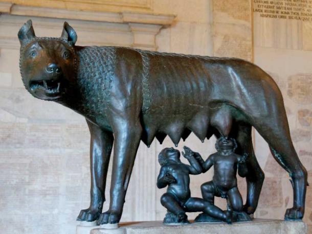 The legend of Romulus and Remus is deeply embedded in Roman culture. The Lupa Capitolina: she-wolf with Romulus and Remus. Bronze, 13th century AD (Public Domain)