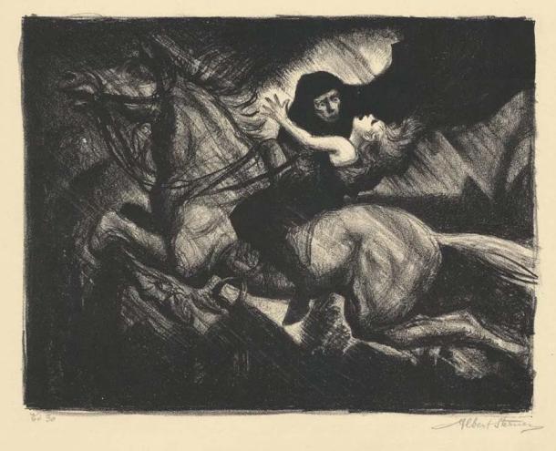 A lithograph by Albert Sterner of the Erlking. (liveauctioneers)