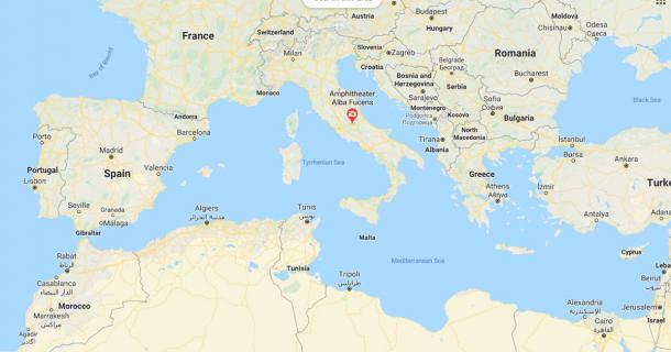 The location of Alba Fucens, central Italy, Europe (Google Maps)