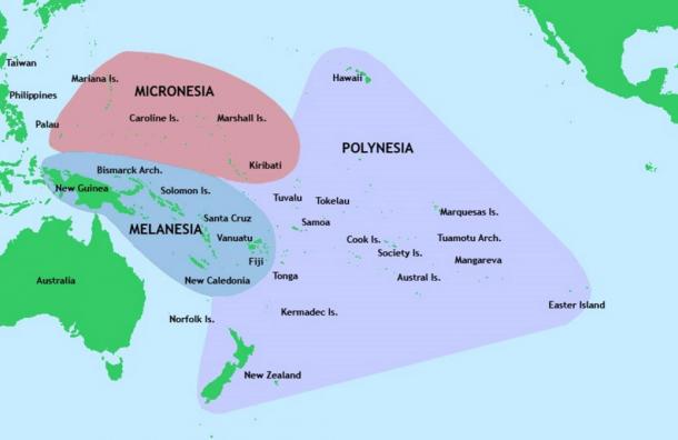 As shown in this map, Vanuatu is typically seen as part of Melanesia. However, new research suggests that the first people in Vanuatu were Polynesian