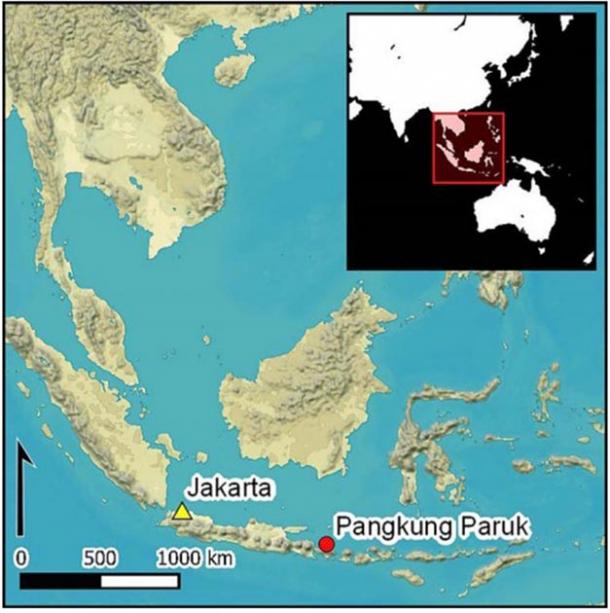 Map showing the proximity of the Pangkung Paruk excavation site in Indonesia, where the Bali gold was found. (Antiquity Publications Ltd)