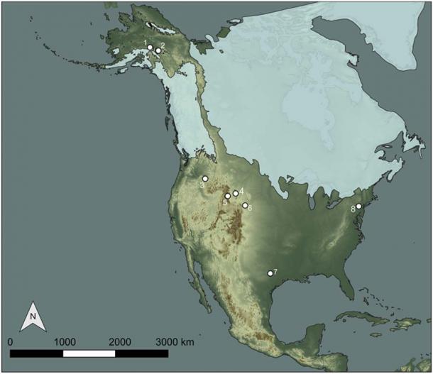 Map of sites used in the new study trying to understand the settling of the Americas. (Surovell et. al. / PLOS ONE)