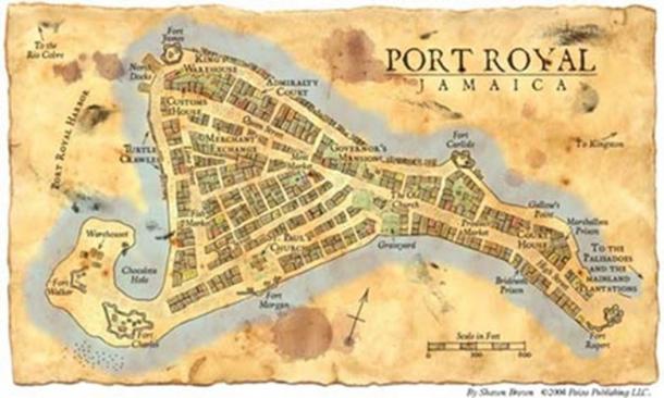 Port Royal, Jamaika'nın haritası. (Sharon Brown)