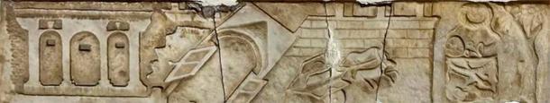 The full-length marble relief, which depicts the Pompeii earthquake. (de Temmermans/ArchaeologyMag)