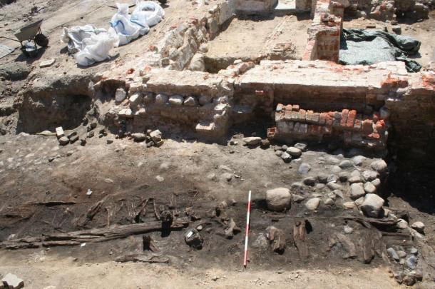 The market stalls of Odense undergoing excavation.