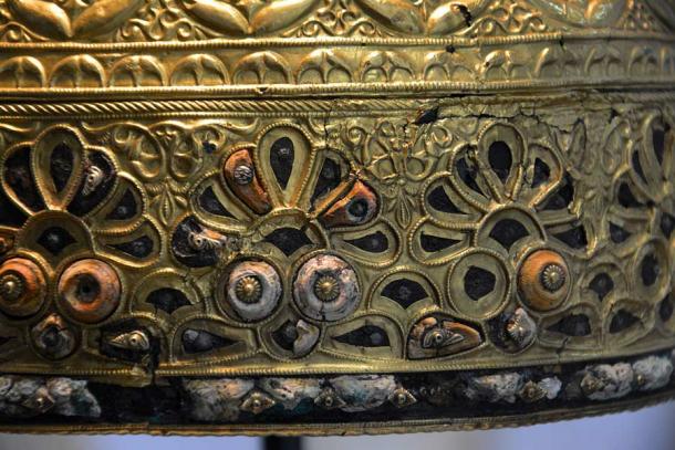 Detail from the masterpiece La Tene Agris Helmet, a ceremonial Celtic helmet from roughly 350 BC that was found in a cave near Agris, France in 1981. (Lamiot / CC BY-SA 4.0)