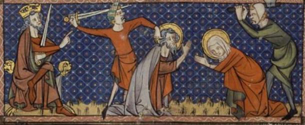 El martirio de los santos Crisanto y Daria de un manuscrito del siglo XIV. (Dominio publico)