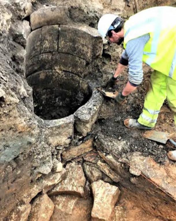 A medieval well under excavation
