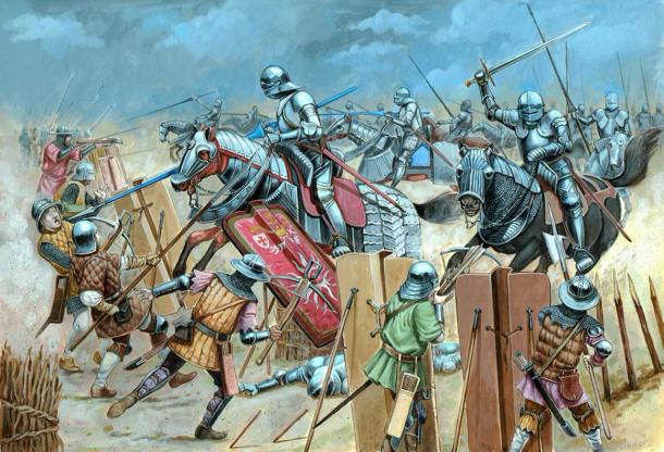 Medieval cavalry attack illustration. Battle with Teutonic knights. (Lunstream / Adobe Stock)