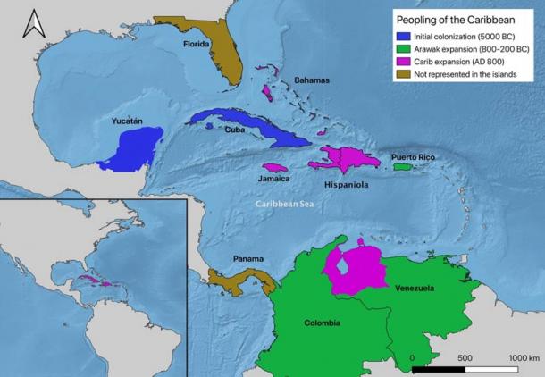 Proposed new three migration routes for the peopling of the Caribbean