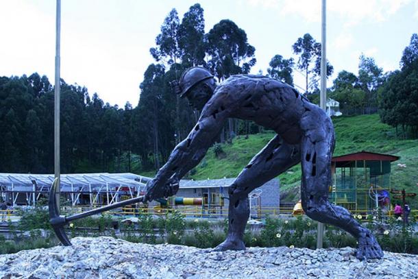 Statue of a miner in the Salt Park in Zipaquirá, Colombia.