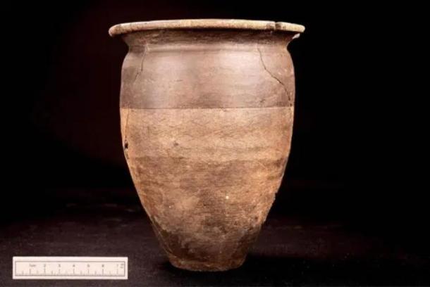 The miraculously preserved pot uncovered at the Roman burial site. (Wessex Archaeology)
