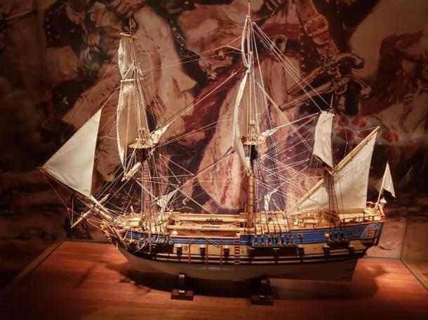 Model of the Queen Anne’s Revenge on display at the North Carolina Museum of History