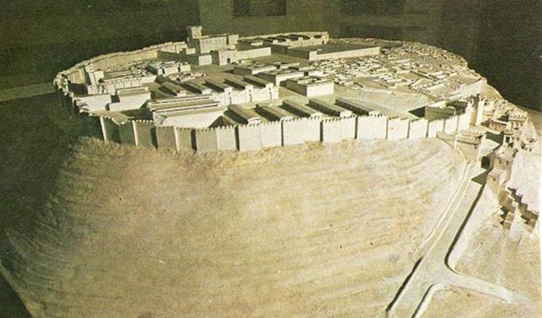 A model of what Megiddo may have looked like in 1457 BC. (1978 photo)